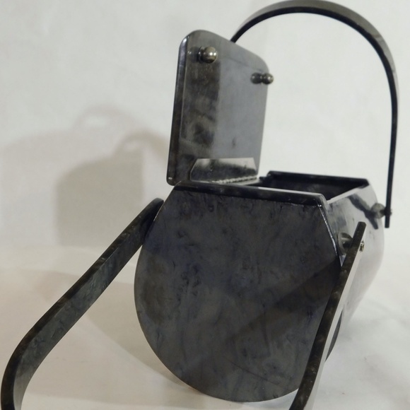 1950s NYC Llewellyn Inc Lucite Pearlized Dove Gray Barrol Purse - Picture 5 of 9